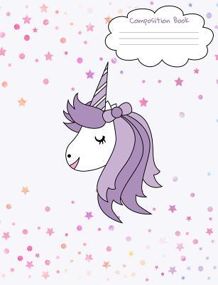 Composition Book: Unicorn Face Back To School Notebook For Girls - Purple Unicorn Face Front And Back Cover With Cute Confetti Stars And - Notebooks Someday Designs Co