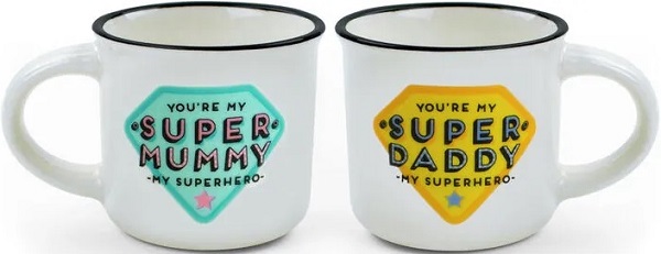 Set 2 cani Espresso: Super Mummy & Daddy