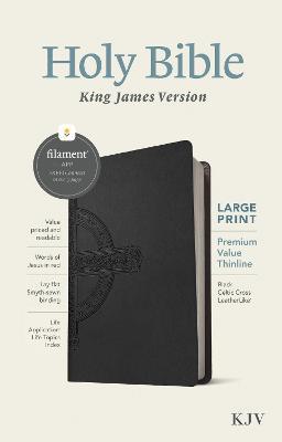 KJV Large Print Premium Value Thinline Bible, Filament Enabled Edition (Red Letter, Leatherlike, Black Celtic Cross) - Tyndale