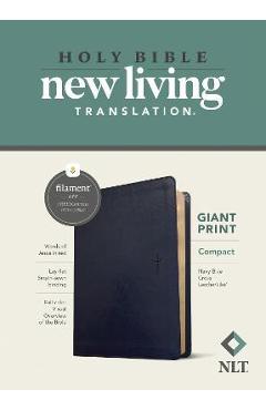 Poza produsului NLT Compact Giant Print Bible, Filament Enabled Edition (Red Letter, Leatherlike, Navy Blue Cross) - Tyndale