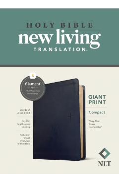 NLT Compact Giant Print Bible, Filament Enabled Edition (Red Letter, Leatherlike, Navy Blue Cross) - Tyndale