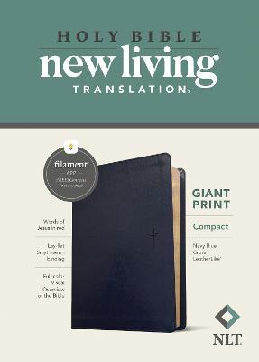 NLT Compact Giant Print Bible, Filament Enabled Edition (Red Letter, Leatherlike, Navy Blue Cross) - Tyndale