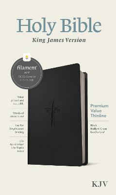 KJV Premium Value Thinline Bible, Filament Enabled Edition (Red Letter, Leatherlike, Black Radiant Cross) - Tyndale