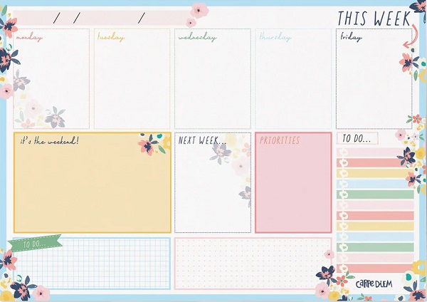 Planner saptamanal: Motiv floral