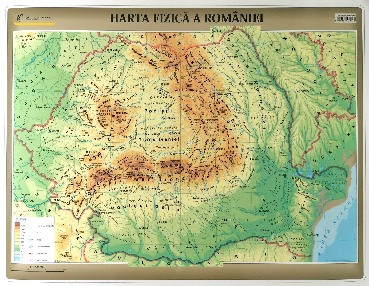 Harta fizica a Romaniei