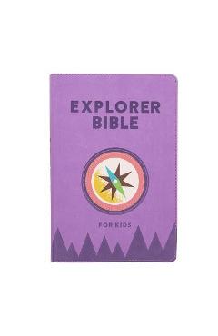 Coperta cărții 'CSB Explorer Bible for Kids, Lavender Compass Leathertouch - Csb Bibles By Holman'