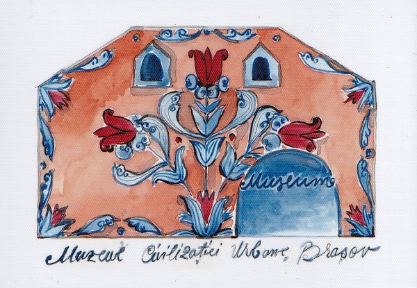 Magnet: Muzeul civilizatiei urbane Brasov (bleu, rosu, piersic)