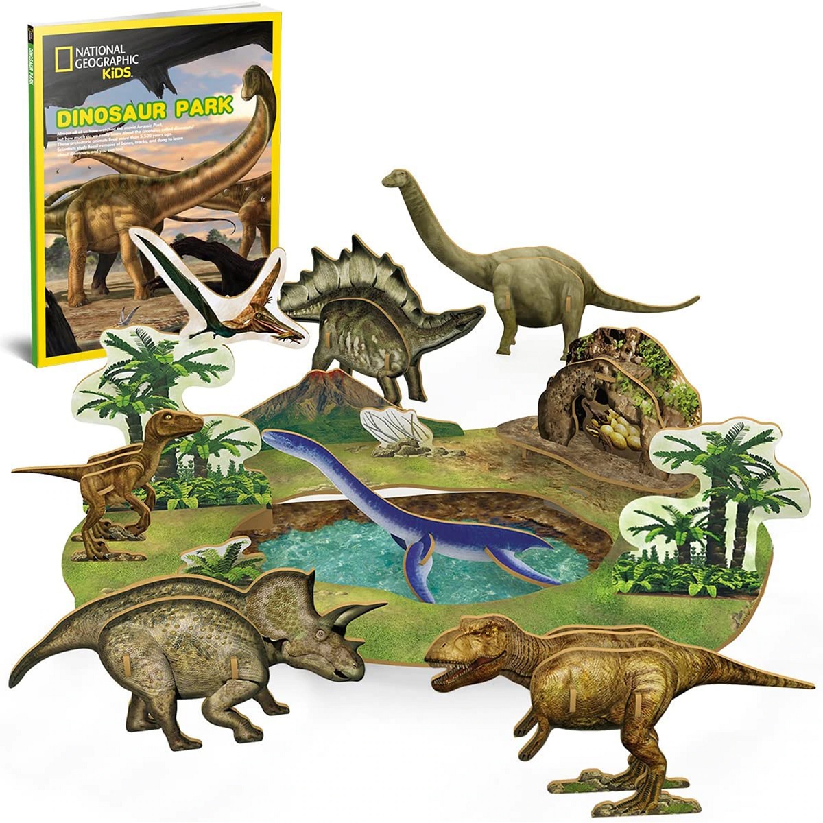 Puzzle 3D + brosura. Parcul dinozaurilor