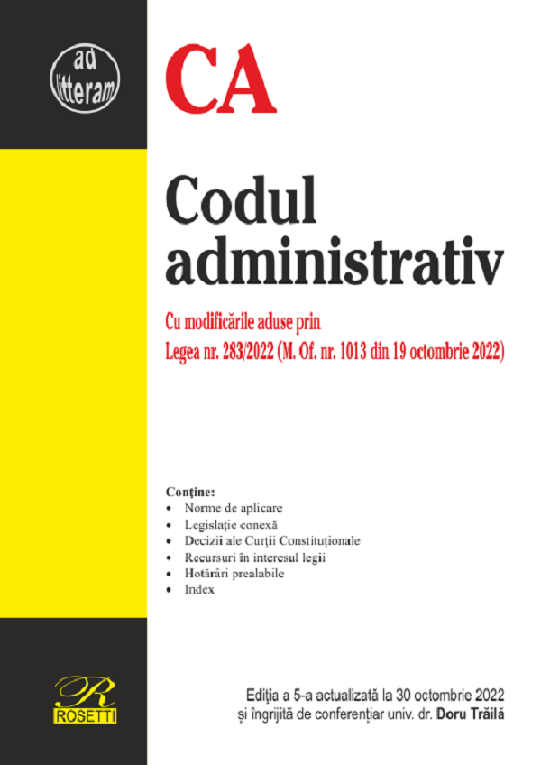 Codul administrativ Ed.5 Act. 30 Octombrie 2022 