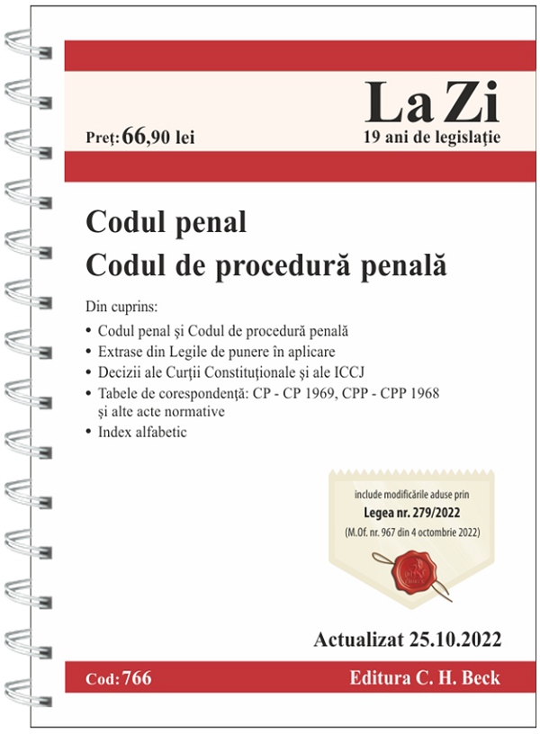 Codul penal. Codul de procedura penala Act.25.10.2022 Ed. Spiralata
