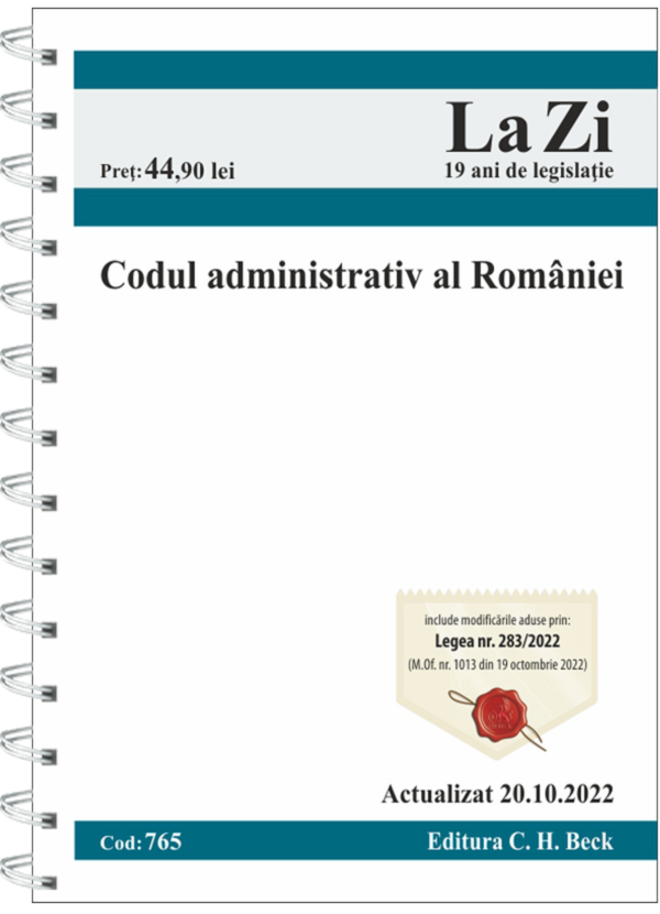 Codul administrativ al Romaniei Act.20.10.2022 Ed. Spiralata