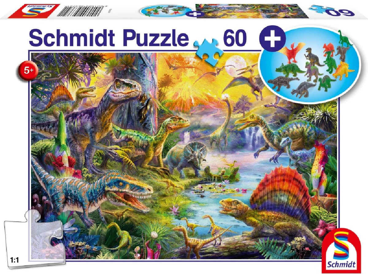 Puzzle 60. Dinozauri + figurine