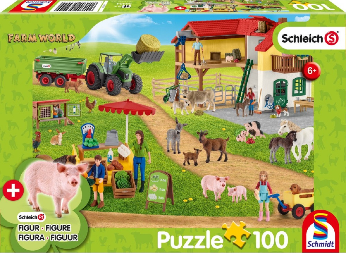Puzzle 100 piese: Ferma si piata + figurina