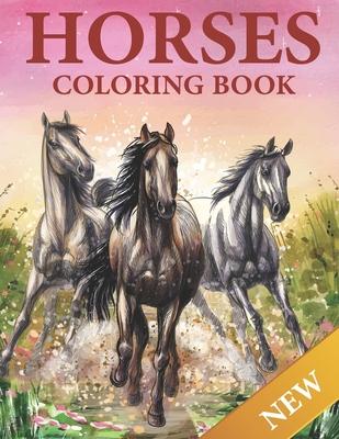 Horses Coloring Book: 50 Horse coloring pages for adults and kids, boys and girls. Mustangs, Ponies, stallions, Arabian horses... and more. - Scott Flynn