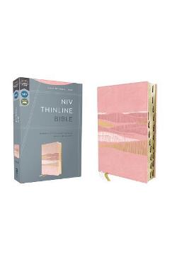 Coperta cărții 'Niv, Thinline Bible, Leathersoft, Pink, Red Letter, Thumb Indexed, Comfort Print - Zondervan'