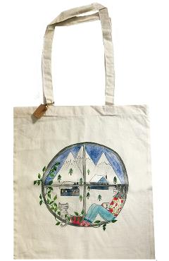 Poza produsului Sacosa panza: Fata si pisica in ferestra, iarna