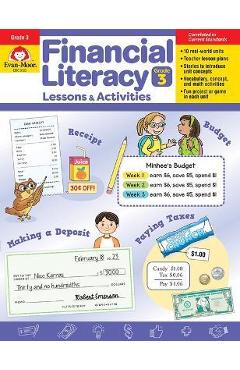 Coperta cărții 'Financial Literacy Lessons and Activities, Grade 3 - Teacher Resource - Evan-moor Corporation'