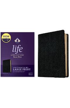 Coperta cărții 'NKJV Life Application Study Bible, Third Edition, Large Print (Red Letter, Bonded Leather, Black) - Tyndale'