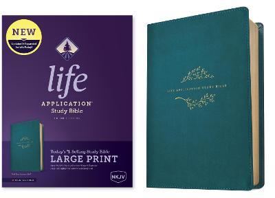 NKJV Life Application Study Bible, Third Edition, Large Print (Red Letter, Leatherlike, Teal Blue) - Tyndale