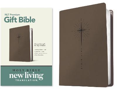 Premium Gift Bible NLT (Red Letter, Leatherlike, Star Cross Taupe) - Tyndale