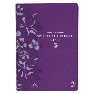 The Spiritual Growth Bible, Study Bible, NLT - New Living Translation Holy Bible, Faux Leather, Purple Debossed Floral - Christianart Gifts