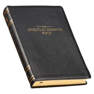 The Spiritual Growth Bible, Study Bible, NLT - New Living Translation Holy Bible, Premium Full Grain Leather, Black - Christianart Gifts