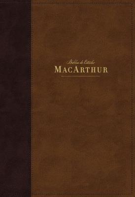 Nbla Biblia de Estudio Macarthur, Leathersoft, Café, Interior a DOS Colores - John F. Macarthur