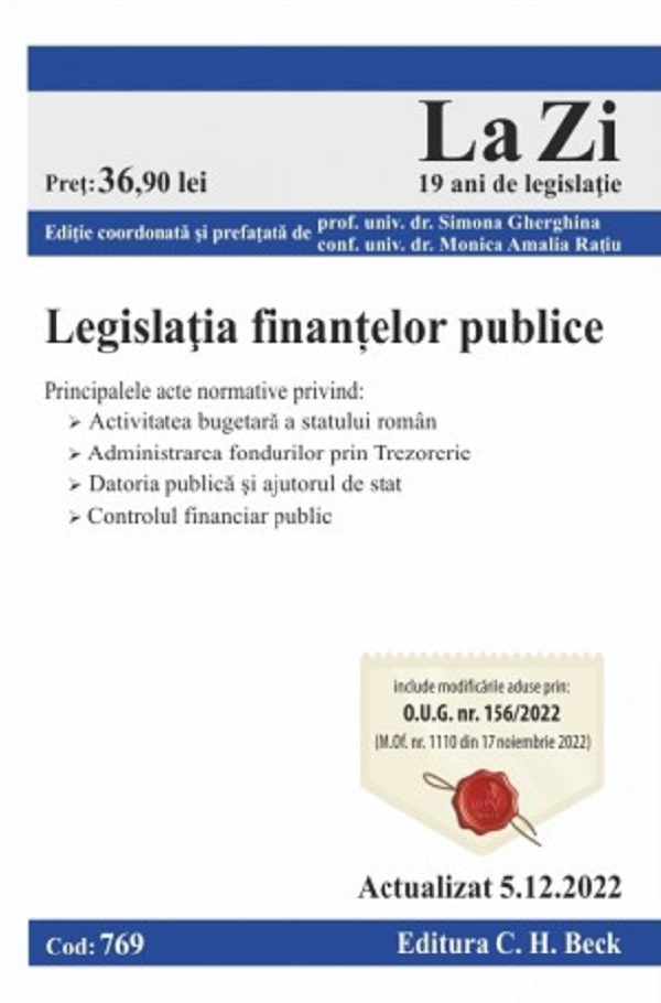 Legislatia finantelor publice Act. 5 decembrie 2022
