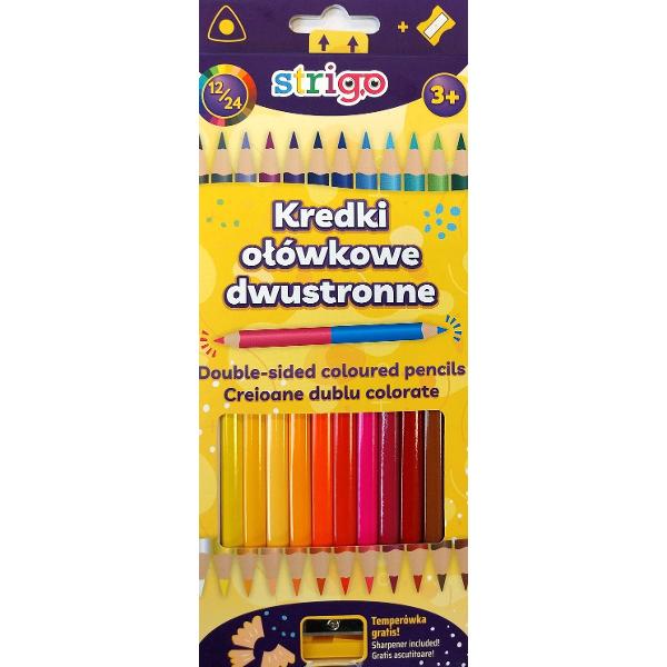 Set 12 creioane dublu colorate + ascutitoare