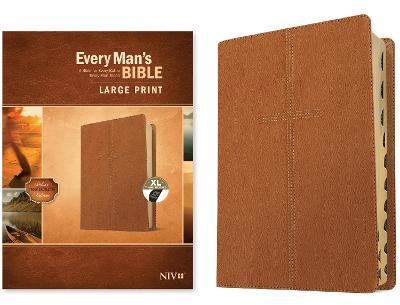 Every Man's Bible Niv, Large Print (Leatherlike, Cross Saddle Tan, Indexed) - Stephen Arterburn