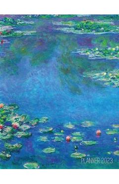 Poza produsului Claude Monet Daily Planner 2023: Water Lilies Painting Artistic French Impressionism Art Flower Organizer - Shy Panda Press