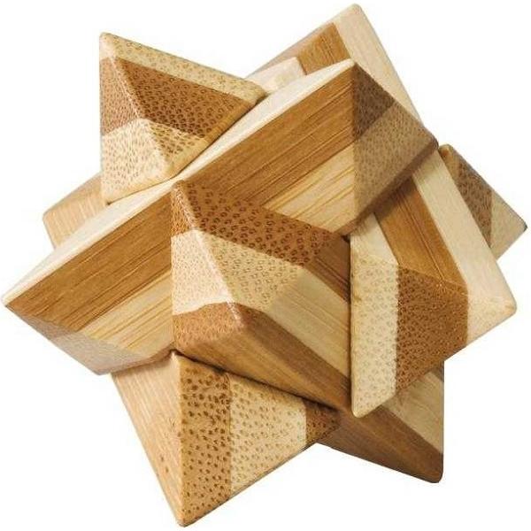 IQ-Test. Joc logic din lemn puzzle 3D in cutie metalica: Star