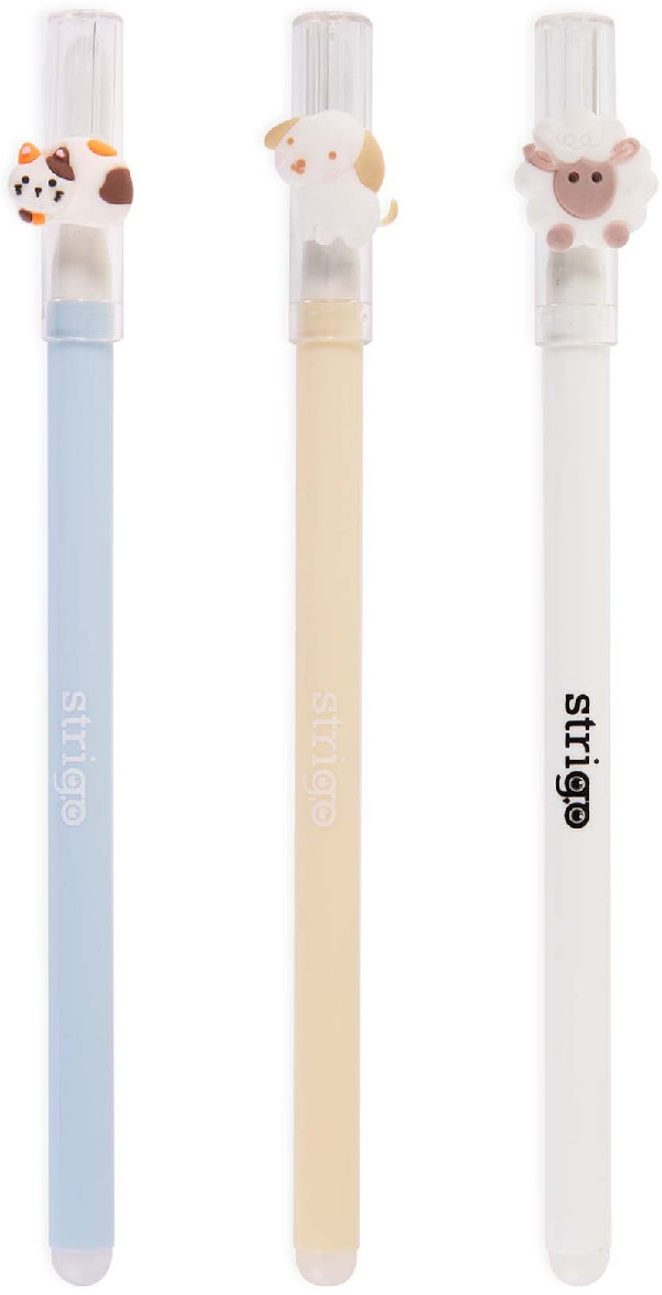 Set 3 pixuri cerneala termosensibila: Alb, galben, bleu. Seria Animale de companie