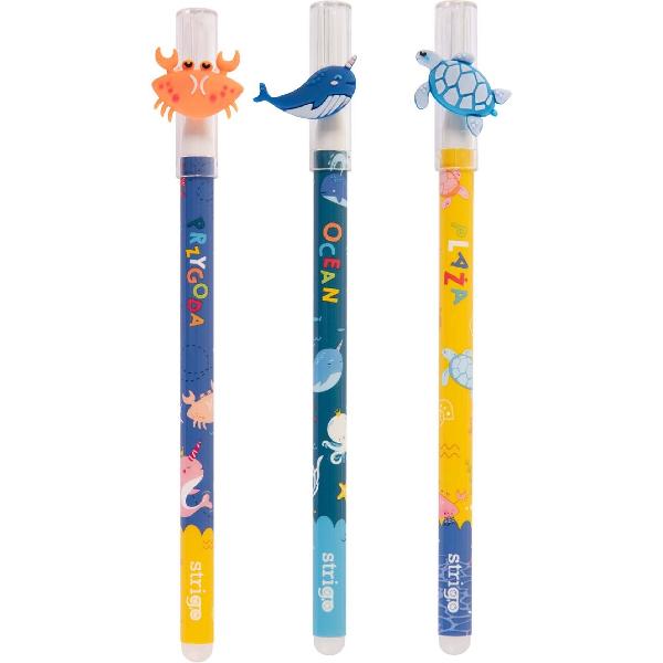 Set 3 pixuri cerneala termosensibila: Crab, balena, testoasa. Seria Animale marine