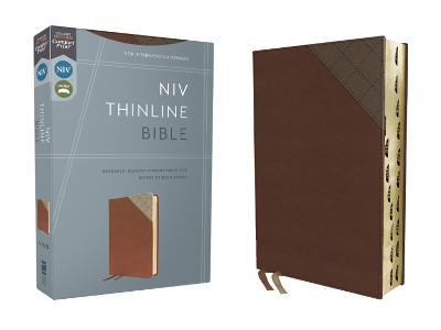 Niv, Thinline Bible, Leathersoft, Brown, Red Letter, Thumb Indexed, Comfort Print - Zondervan