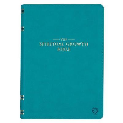 The Spiritual Growth Bible, Study Bible, NLT - New Living Translation Holy Bible, Faux Leather, Teal - Christian Art Gifts