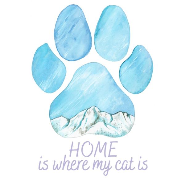 Felicitare munte: Seria Paw Print. Home is where my cat is