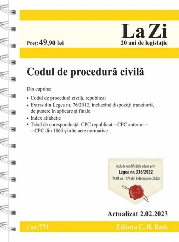 Codul de procedura civila Act.2 februarie 2023 Ed.Spiralata