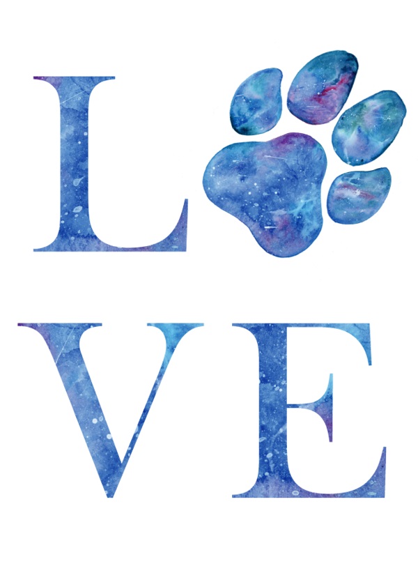 Felicitare galaxie: Seria Paw Print. Dragoste pentru animale