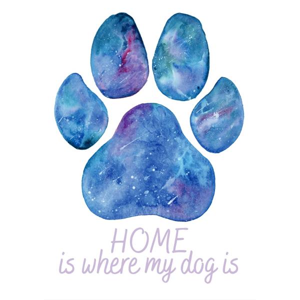 Felicitare galaxie: Seria Paw Print. Home is where my dog is