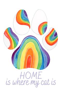 Imaginea produsului 'Felicitare curcubeu: Seria Paw Print. Home is where my cat is'