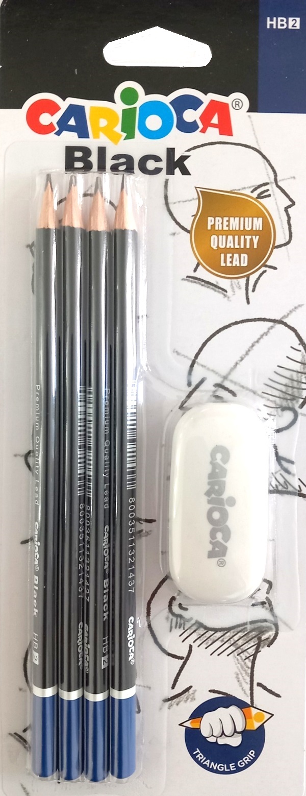 Set creioane Black HB2 + radiera 