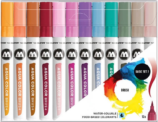 Set Brush Pen. Aqua Color Basic 2