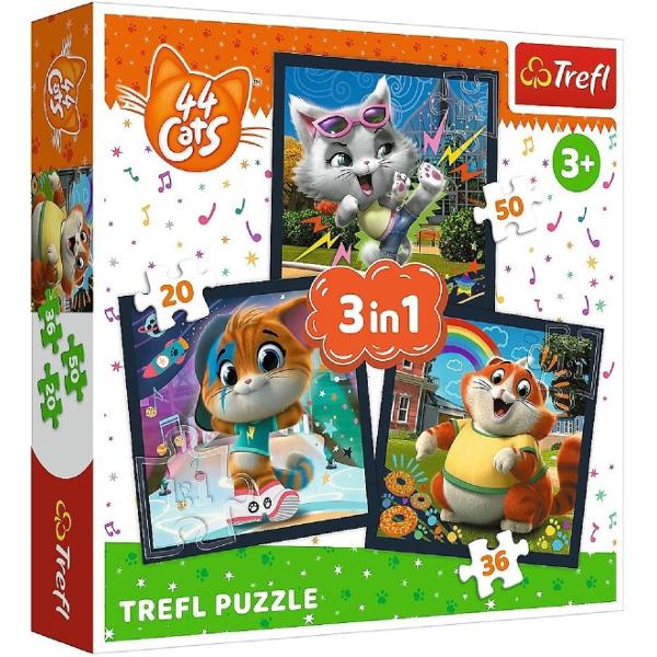 Puzzle 3 in 1. 44 Cats. Pisicile dragalase