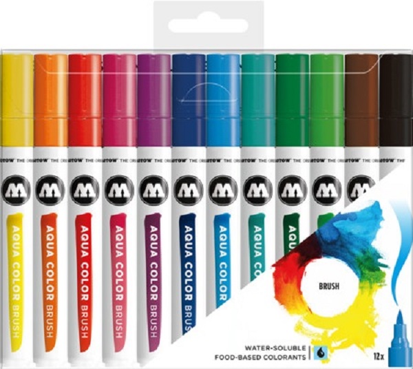 Set Brush Pen. Aqua Color Basic 1
