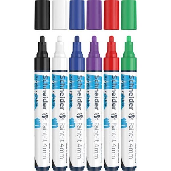 Set 6 markere cu vopsea acrilica Paint-it 4 mm