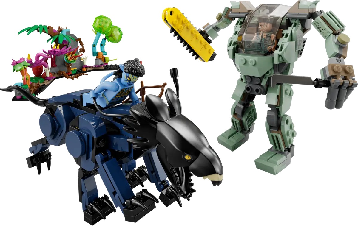 Lego Avatar. Neytiri si Thanator contra Robotul Amp Quaritch