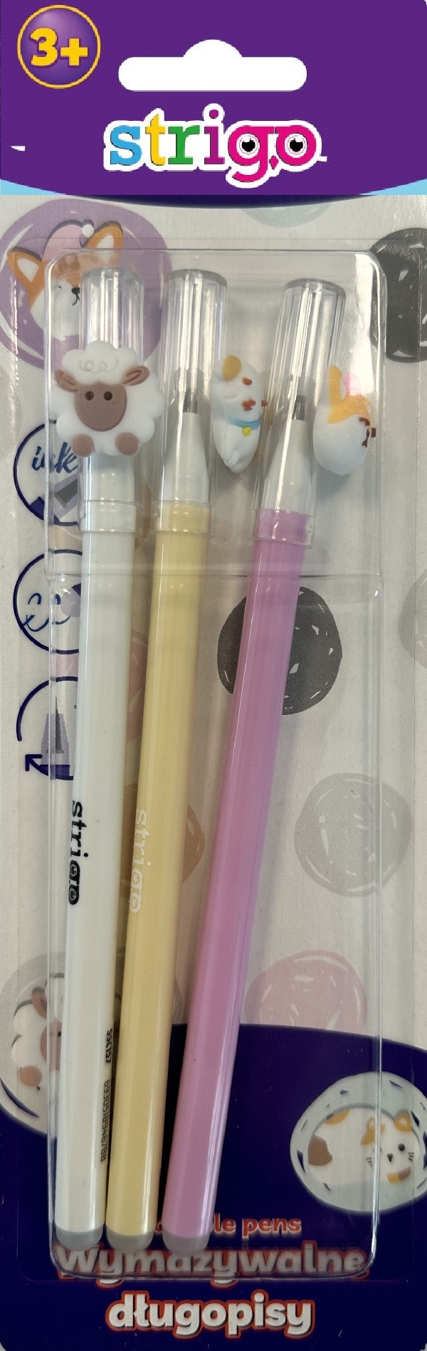 Set 3 pixuri cerneala termosensibila: Galben, alb, roz. Seria Pets
