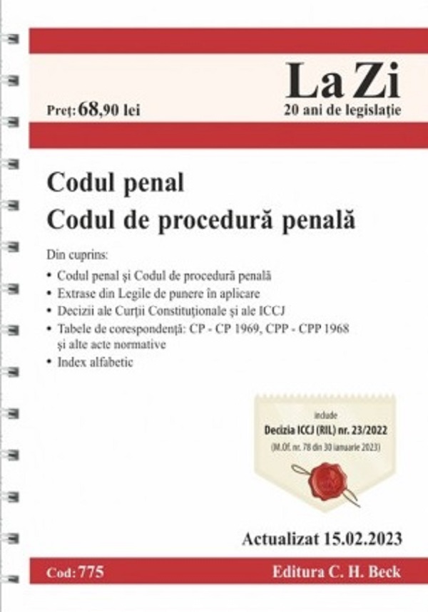 Codul penal. Codul de procedura penala Act.15 februarie 2023 Ed. Spiralata