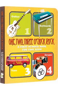Coperta cărții 'One, Two, Three O'Clock, Rock: A First Number Book for Cool Kids - Laughing Elephant'